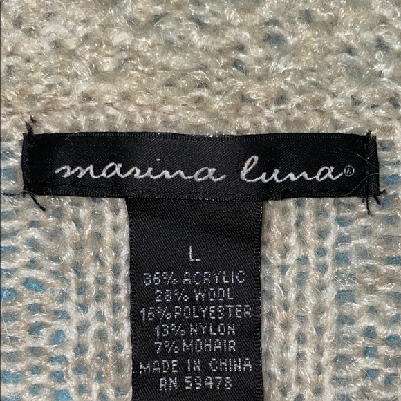 MARINA LUNA cardigan wool mohair blend scalloped knit long sleeve NEW size L - Picture 5 of 9